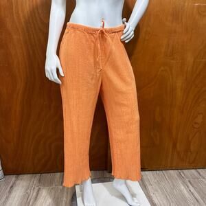 J.Jill Women's Orange Drawstring Wide Leg Pants Size M Familiar Fit at Waist